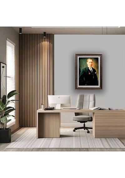 Çerçeveli Deri Atatürk Tablosu 11 Çerçeveli Tablo 61x81 Cm Diğer