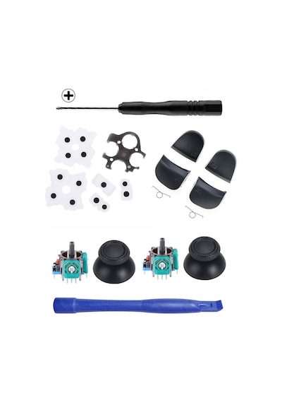 Ps5 Versiyon 2 Analog Motor Topuz İç Lastik Tetik Seti Tornavida Ayırıcı Set Ps5 Kol Tamiri Siyah