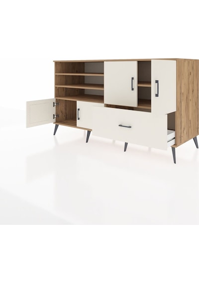 Kronos Konsol 5 Raflı Tek Çekmeceli 4 Kapaklı 176x59x99 Çam-aytaş Çam-aytaşı