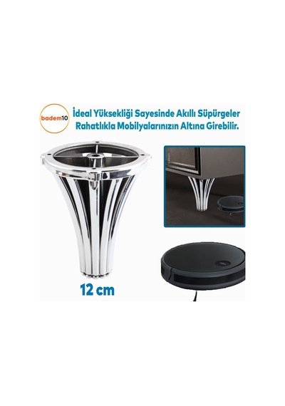 4 Adet İstanbul 12 Cm Krom Mobilya Kanepe Koltuk Tv Ünitesi Konsol Ayağı Ayak Ayakları 6395751