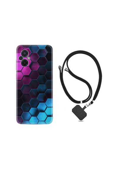 Xiaomi Poco M5 Kılıf İpli Boyun Askılı Desenli Silikon Petek 1825