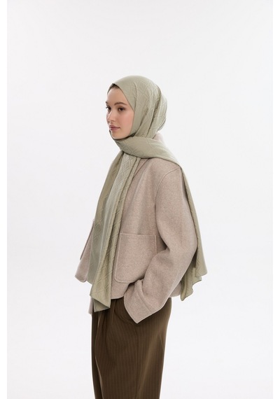 Mirsoy Scarf İpeksi Jakar Şal V Desen Yeşil