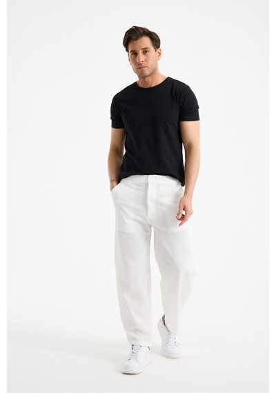 Eseclass Pilili Baggy Jogger Erkek Pantolon Beyaz Beyaz