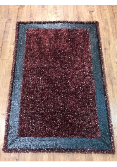 Saray Halı Simli Deri 125X180 Kırmızı Derili Simli Halı !