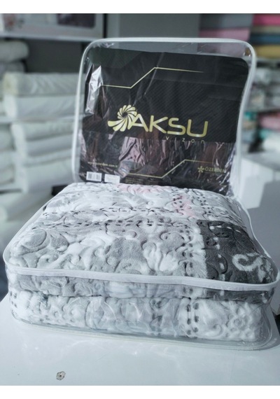 Aksu Tek Kişilik Embos Vizon Battaniye Antibakteriyel Gri Çizgili