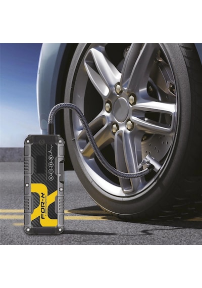 For-x Taşınabilir Şarjlı Jump Starter - For-x X-12000a Akü Takviyesi + Lastik Şişirici + Powerbank +