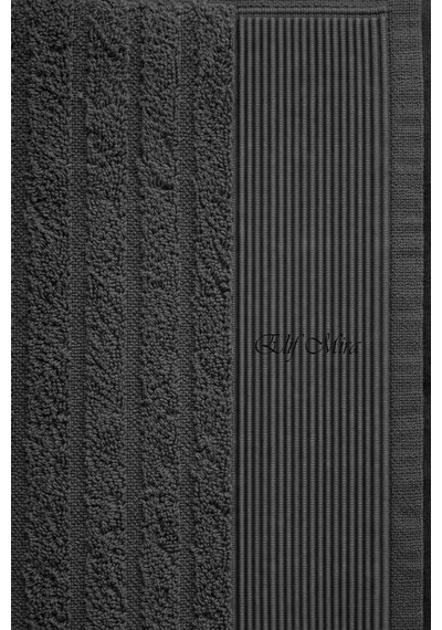2 Parça Banyo Havlusu Seti Pamuklu Şeyma 70x140 + 50x85 Cm Antrasit