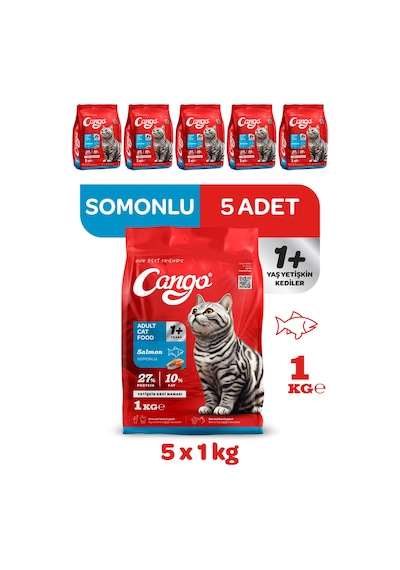 Cango Yetişkin Kedi Maması Somonlu 1 Kg 5'li