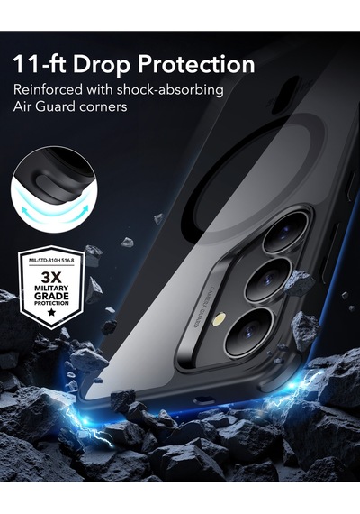 Esr Samsung Uyumlu S25 Plus Halolock Magsafe Classic Hybrid Silikon Kılıf Şeffaf Siyah