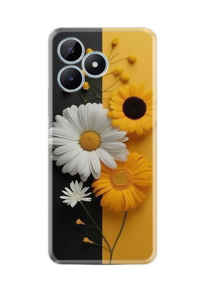 Realme Note 50 Kılıf Boutique Baskılı Resimli Sarı Beyaz Çiçek Pcode -044
