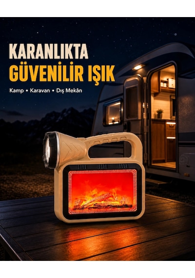Mey İthalat Solar Alev Işığı Cob Teknolojili Taşınabilir El Feneri Ve Kamp Lambası