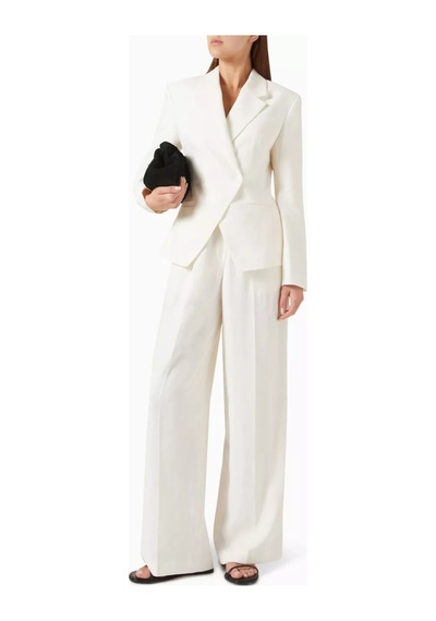 12storeez Off White Linen Blazer,yazlık Kırışmayan Ve Belden Oturan Şık Ceket Krem
