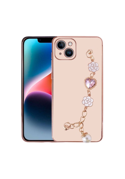 Kilifone - İphone 15 Uyumlu Kılıf El Tutamaçlı Kamera Korumalı Taka Silikon Kapak - Pembe - T30134