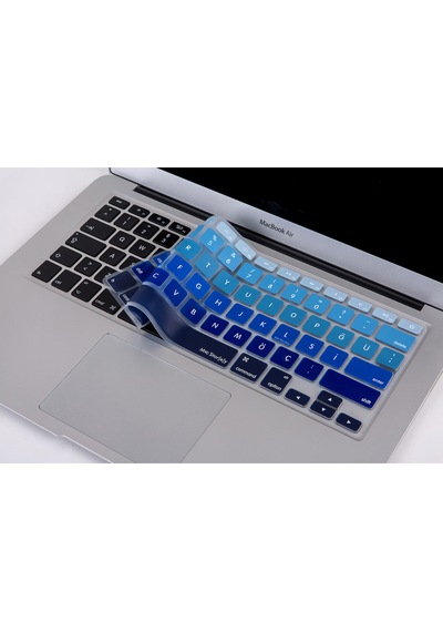 Apple Uyumlu MacBook Air Pro Klavye Koruyucu Us To Tr Ombre Eski Usb Li Model 2008/2017 Yılı İle Uyumlu Lacivert Mavi