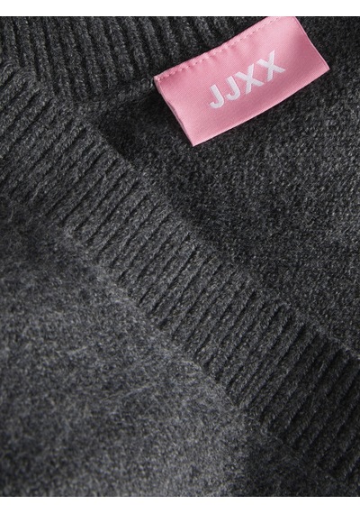 Jack & Jones Kadin Wide Fit V Yaka Triko Kazak - Elsa - 12301418 Dark Grey Melange