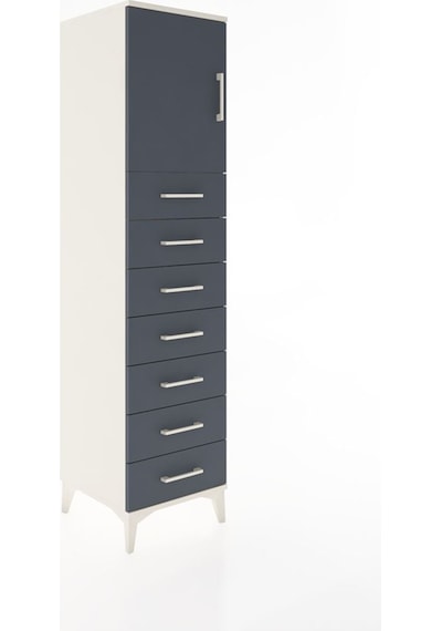 Hyperion Dolap Tek Raflı 7 Çekmeceli Tek Kapaklı 44x44x182 Aytaşı-antrasit Aytası