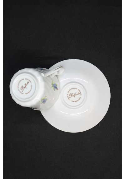 Delfesta Fine Bone China Mavi Duble Kahve Fincanı 130 Ml Beyaz