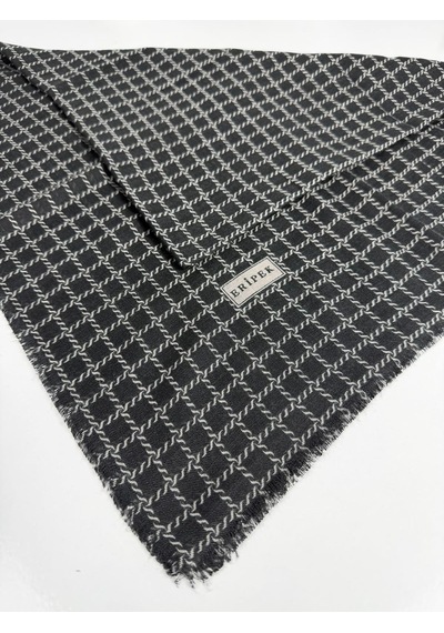 Eripek Desenli Flamalı Keten Eşarp- 06112 Syah-taş