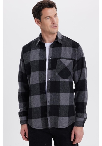 Tudors Erkek Regular Fit Klasik Fit Kareli Cepli Oduncu Gömlek-41898 Çok Renkli
