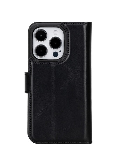 Apple Uyumlu   iPhone 15 Pro Deri Cüzdanlı Kılıf   Mwwn Rst1 Siyah