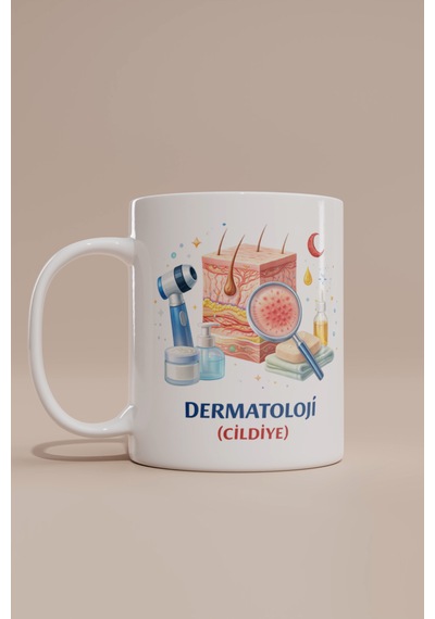 Kişiye Özel İsim Yazılı Dermatoloji Ve Cildiye Temalı Tasarımlı Kupa Bardak Beyaz