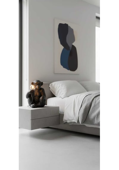 Dekoratif Lamba Ve Gece Lambası Siyah Renkli Maymun Tasarımlı Ampul Hediyedir 35 X 30 Cm