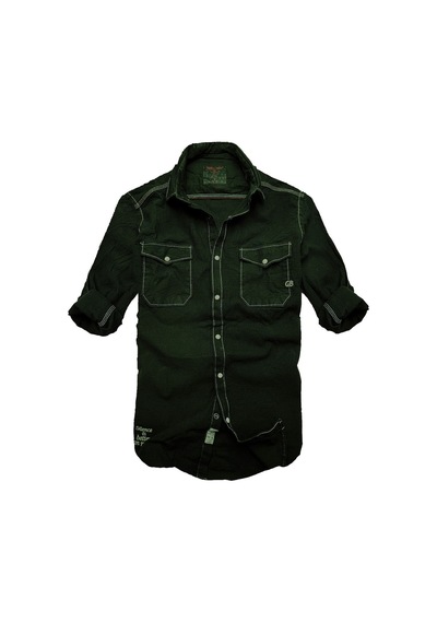 Gulf Bird Slim Fit Likralı Esnek Kumaş Çift Cep Kot Gömlek--haki Siyah-- Renkli
