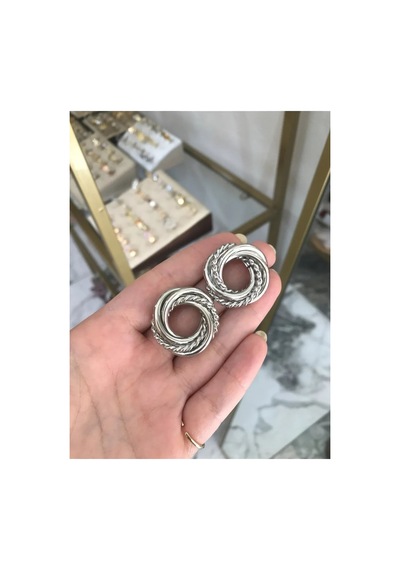 Yuvarlak Burgu Model Küpe Gümüş