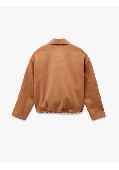 Koton Uzun Kollu Cepli Suni Süet Oversize Bomber Ceket Deve Tüyü 6wak20419ew Taba