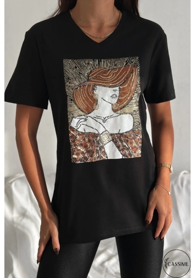 Cassime Kadın Siyah Büyük Beden Şapkalı Kadın Pul Payet İşlemeli %100 Pamuk Tişört Xl-2xl-3xl Cassime Kadın Siyah Büyük Beden Şapkalı Kadın Pul Payet İşlemeli %100 Pamuk Tişört Xl-2xl-3xl