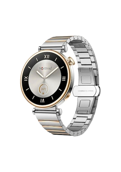 Novstrap Huawei Watch Gt4 41mm Gt5 41mm Gt5 Pro 42mm İle Uyumlu Kordon 18mm One Click Çelik Metal