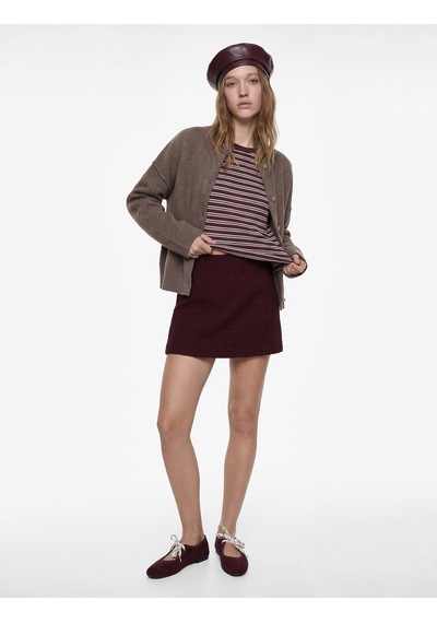 Koton Dar Kesim Mini Tüvit Şort Etek Bordo 6wal70005ıw Bordo
