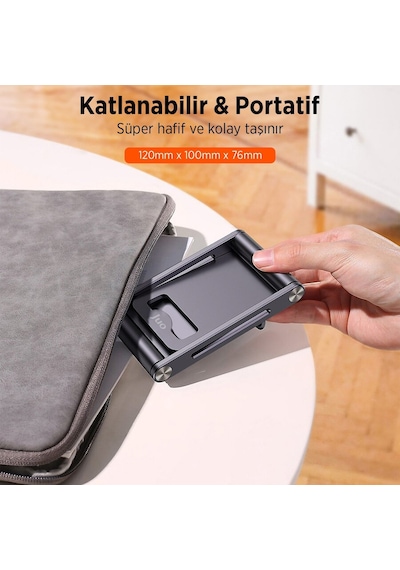 Juo Alüminyum Katlanabilir Metal Masaüstü Telefon Tutucu Standı Uzay Grisi