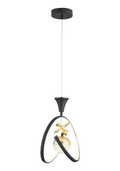 Mengü Tekli Siyah Gold Ledi Modern Oturma Odası, Koridor, Salon Led Avize