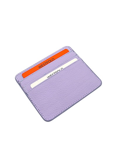 Westpolo Unisex Süper Slim Para Bölmeli Hakiki Deri İnce Kartlık Cüzdan 6 Bölmeli - Lila Lila