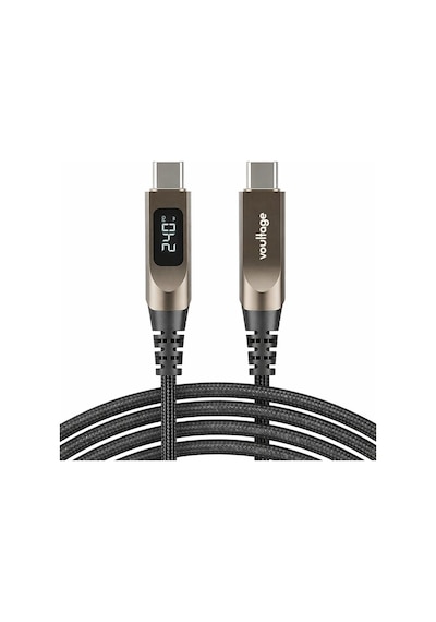 Type-c To Type-c 240w 1.2 M Dijital Watt Göstergeli Metal Uçlu Şarj Kablosu İphone 17, 16, 15, Samsung Galaxy S24, S23, Pixel, İpad, Macbook, Nintendo, Xiaomi Uyumlu, Siyah