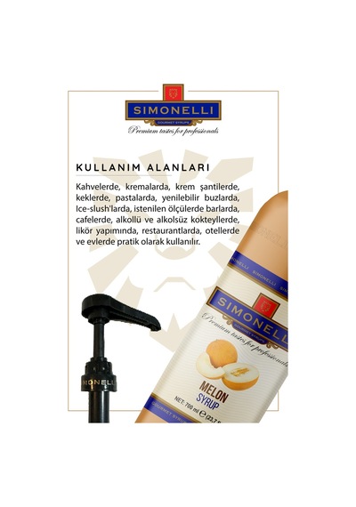 Simoenlli Kahve Şurubu Kavun Aromalı 700 ML + Pompa Simonelli