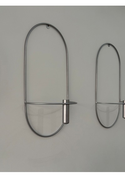Oval Gümüş Çiçeklik 2 Adet , Modern Dekoratif Duvar Dekoru Metal Çiçeklik Gümüş