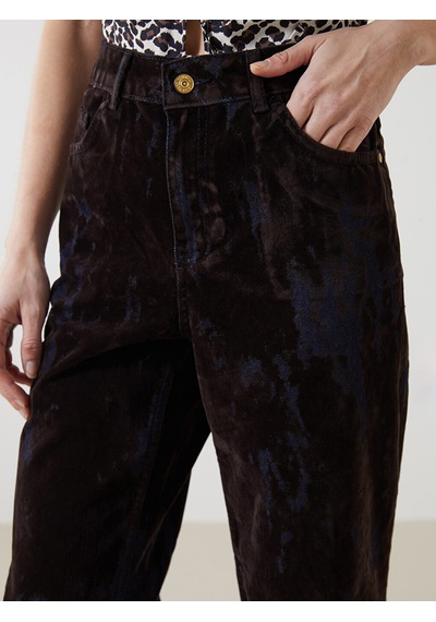 Lcw Jeans Kahverengi Straight Fit Batik Desenli Kadın Jean Pantolon