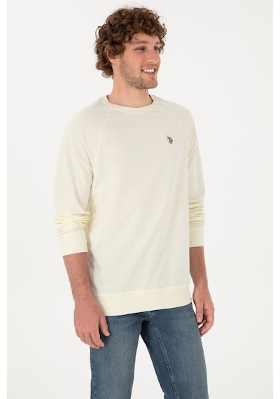 U.S. Polo Assn. Erkek Regular Fit Bisiklet Yaka Krem İnce Basic Sweatshirt 50313752-VR256
