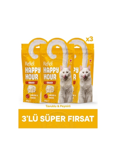 Reflex Happy Hour Choosy Seçici Kediler Ödül Maması 3lü Fırsat 3x60gr