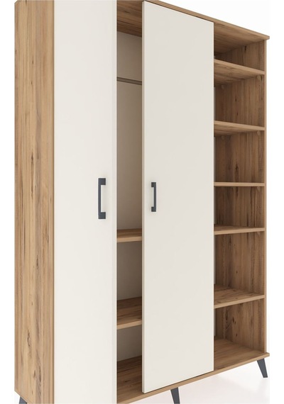 Hyperion Dolap 7 Raflı 2 Kapaklı Tek Askılı 132x44x195 Çam-ay... Çam