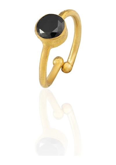 Kadir Jewellery 22 Ayar Altın Kaplama Zirkon Taşlı Ayarlanabilir Kadın Minimal Yüzük Açık Yeşil