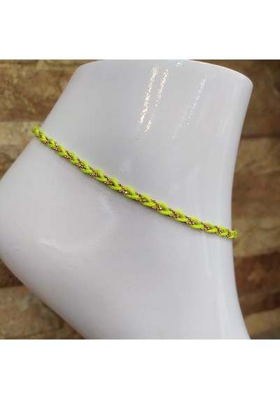 Gümüş Zincirli Neon Sarı İpli Halhal Dp05e2 Diğer
