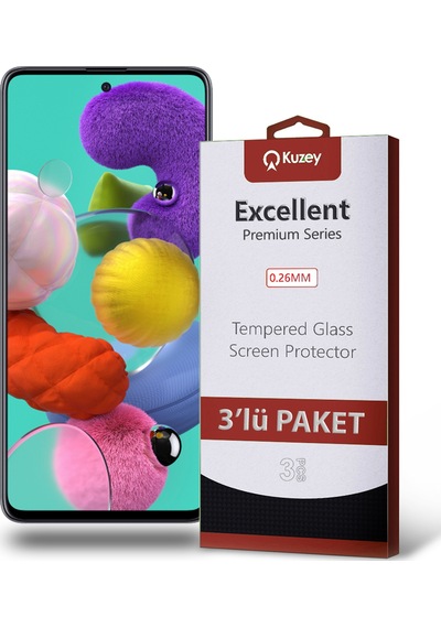 Samsung Galaxy A51 ile Uyumlu Kırılmaz Temperli Ekran Koruyucu Cam Ekonomik 3'lü Paket