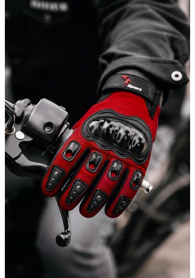 Xmlbayiciniz Tr M Beden Korumalı Motosiklet Eldiveni Unisex Bisiklet Motorcu Eldiveni Kırmızı 114 Genel