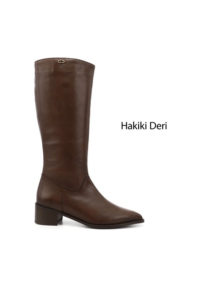 Gönderi(R) Gönderi R Kadın Kahverengi Sivri Burun Kalın Topuklu Hakiki Deri Çizme Gkzc13452511 Kahverengi