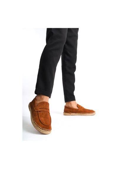 Mubiano Hakiki Deri Summer Erkek Jüt Taban Taba Süet Espadril & Loafer -mssr1274-tb Taba