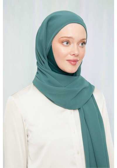 Melodi Scarf Kadın Tesettür Hijab Boneli Şifon Şal Zümrüt Yeşili Zümrüt Yeşili