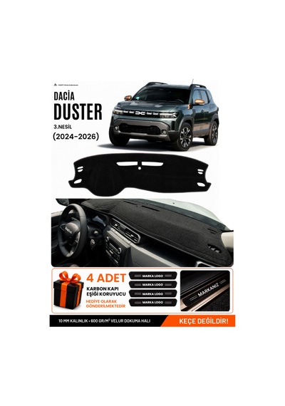 Dacia Duster 3 Nesil 2024-2026 Uyumlu Torpido Örtüsü, Torpido Kılıfı - Siyah